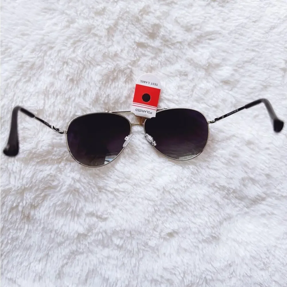 Felix Black W/Silver Rim Polarized Aviator Sunglasses